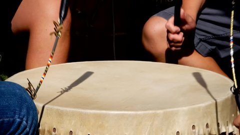 Native Americans Playing Skin Drum
