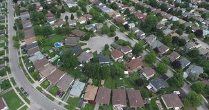 Flying Over Green Neighborhood In Summer Aerial
