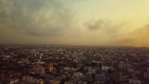 Senegal drone shot aerial over buildings