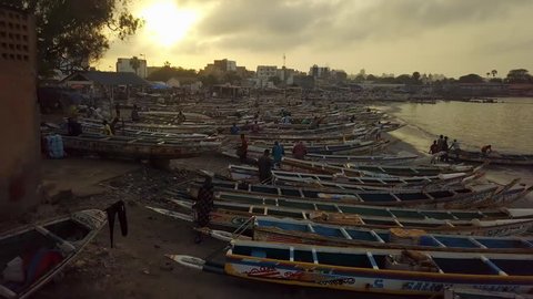 Senegal drone shot aerial over boats