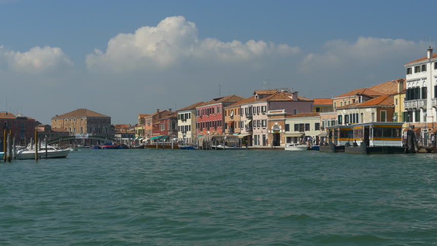Main canal on the island of Murano, Venice. Wide
