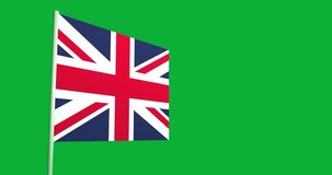 4K Animation of a Flag Waving in the Wind on a Green Background - United Kingdom