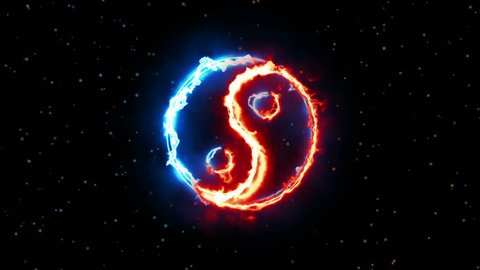 Symbol of yin and yang of the dark background, the sign of the two elements