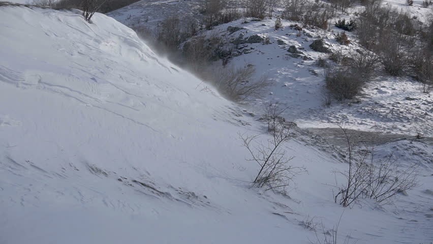 Snow Blown by the Wind in the Mountains
