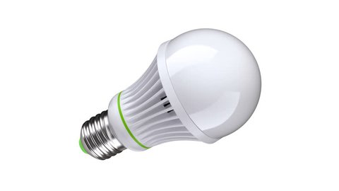 LED bulb assembly animation with exploded view on white background - 3D animation seamlessly loopable