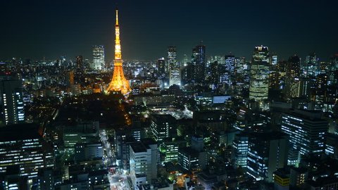 Tokyo Tower And Skyline At の動画素材 ロイヤリティフリー Shutterstock