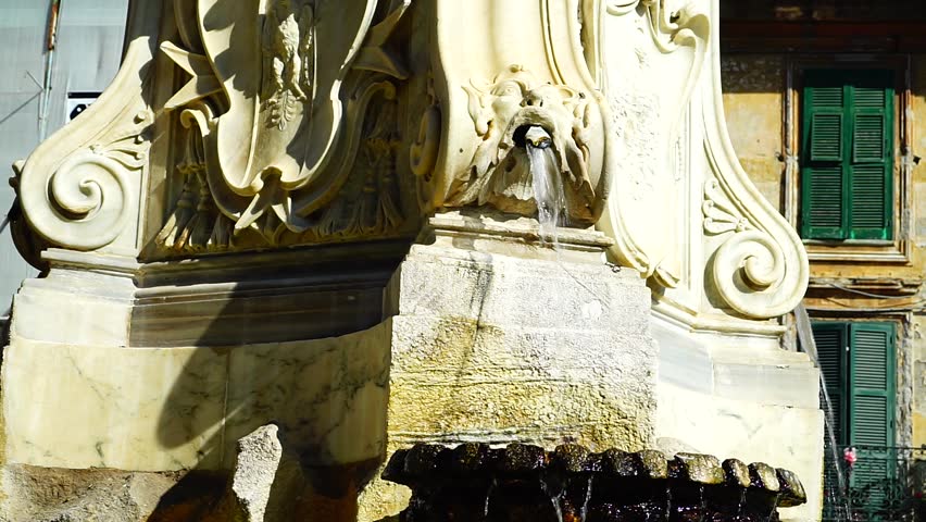 Details of the monumental fountain of Piazza Giacomo Matteotti, near the  town hall of Tarquinia
