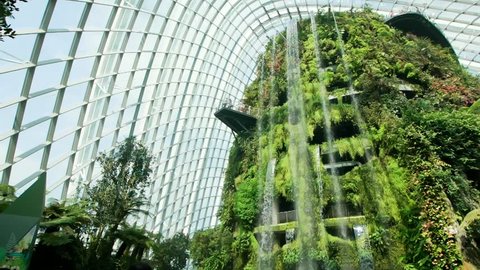 Cloud Forest Dome, Singapore - July 24, 2018: Inside of the building in Garden by the Bay