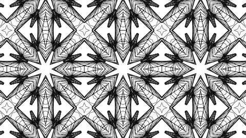 black three-dimensional abstract figure slowly moving on a white background. kaleidoscope effect. 3d rendering