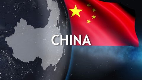 World planet country China Chinese flag 3D 4K
