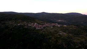 Aerial view by Drone in Monforte de la Sierra - Mogarraz. Salamanca. Spain. 4k Video