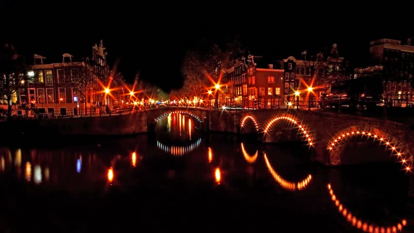 Amsterdam at night in the Netherlands