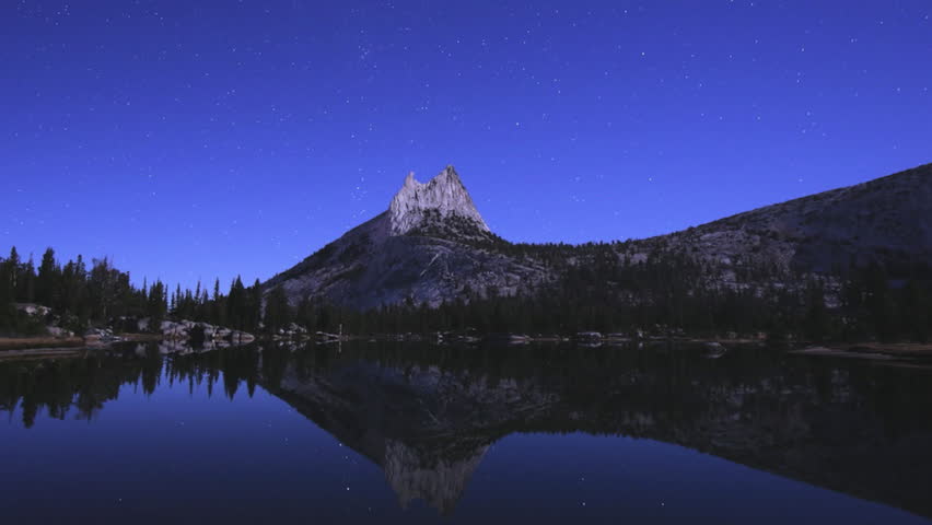 Time lapse clip of Cathedral Lake at night in Yosemite National Park
