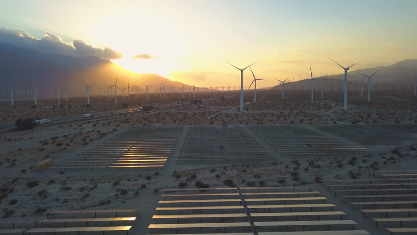 Renewable Energy is the Future - Wind Turbines and Solar Panels near Palm Springs
