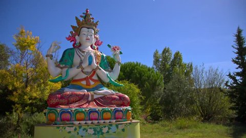 Statue of chenrezig in Lama Tzong Institute, Tuscany, Italy