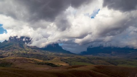 Incredible beauitful timelapse of Mount Roraima as clouds form and pass around the mountains