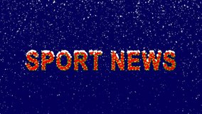 New Year text common expression SPORT NEWS. Snow falls. Christmas mood, looped video. Alpha channel Premultiplied - Matted with deep blue RGB(04:00:5B)