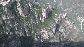 Aerial view of Montserrat mountains. Barcelona,Spain. 4k Drone Video