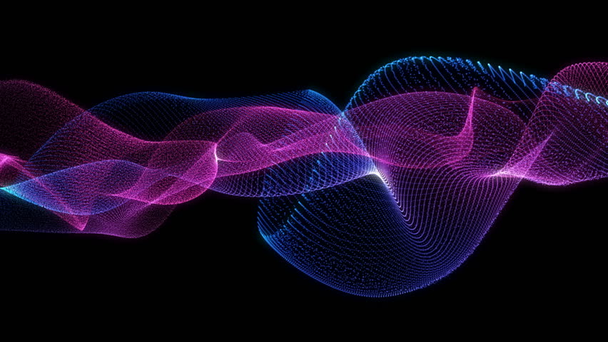 4K Abstract loopable blue and violet cg motion waving dots texture with glowing defocused particles. Cyber or technology digital landscape background. 3840x2160 uhd. | Shutterstock HD Video #1017937216