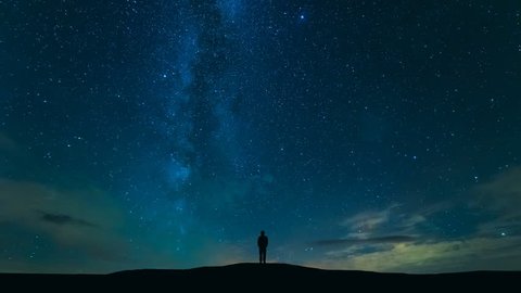 Man Standing On Starry Sky Background Stock Footage Video (100% Royalty ...