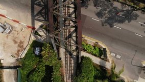 Aerial video of Old Bukit Timah Railway Bridge along Bukit Timah Road.