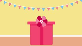 It’s a girl. Video announce of child birth or invitation for babyshower. A present box with cute baby girl. Small size animation with announcement in English, which is easy to send and receive
