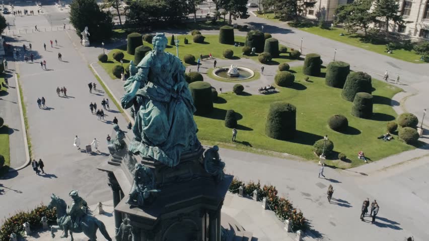 Maria-Theresien-Platz in Vienna, Austria. Aerial footage