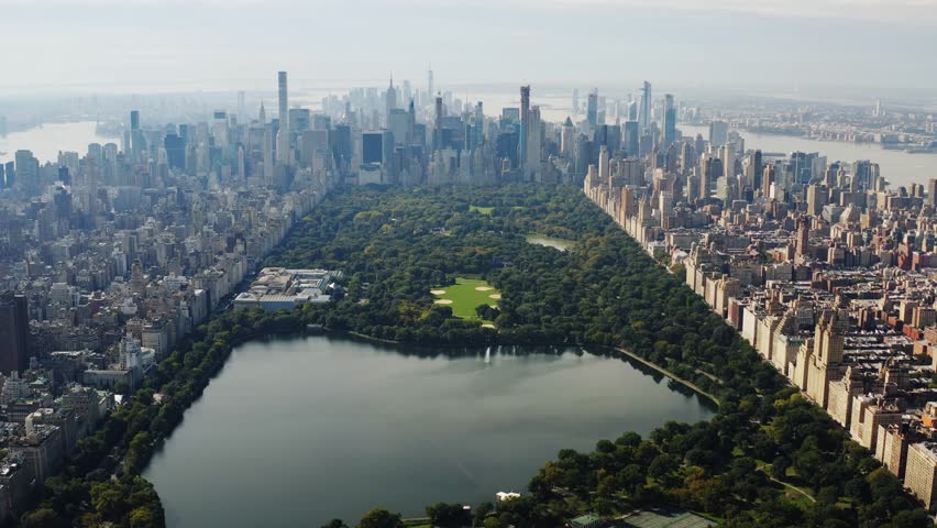 Aerial view Central Park Manhattan New York City 4K Royalty-Free Stock Footage #1017969388