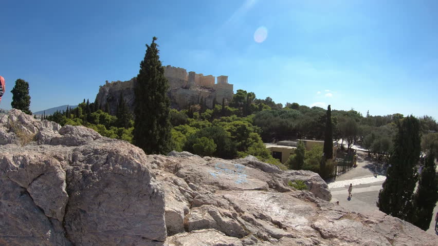 Acropolis Hill in Athens, Greece. Gimbal Stabilized 4k.