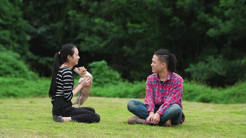 Couple asian outdoor watching