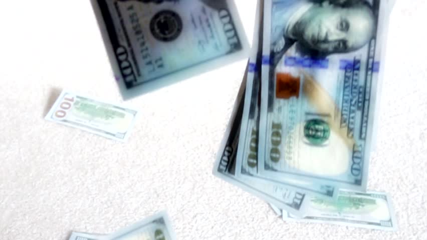 Slow Motion Stylized Falling One Hundred American Dollar Bills Mp 4 Royalty-Free Stock Footage #1017981079