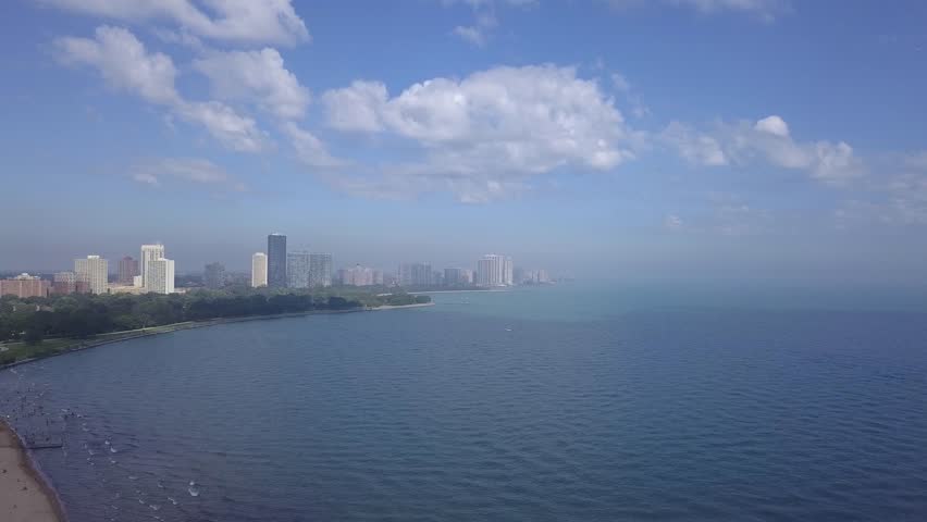 Aerial view of lake Michigan, Chicago, Illinois