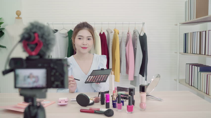 Beauty Blogger Present Beauty Cosmetics Stock Footage Video (100 ...