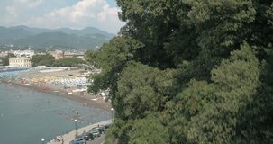 Aerial footage drone view of Portofino bay in Genova Italy // no video editing