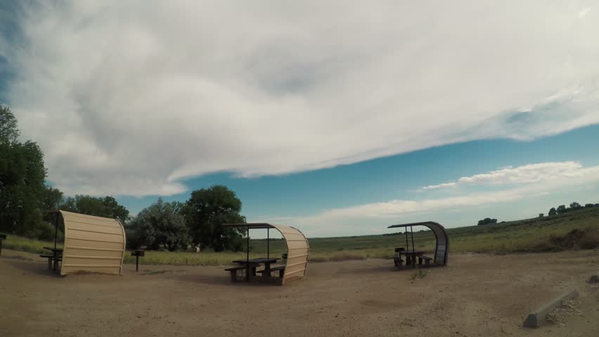 Shaded picnic tables in Colorado