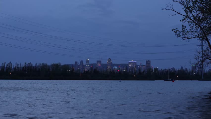 Time Lapse of a Montreal landscape from the south shore in the evening