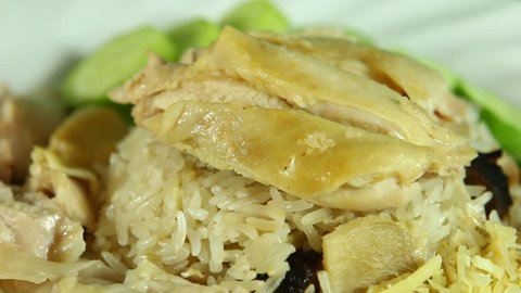 Hainanese chicken rice  in plate