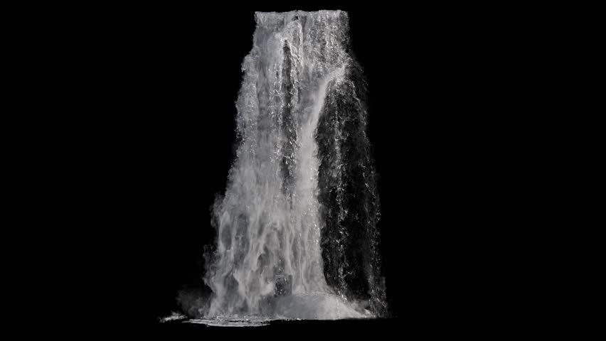 waterfall texture seamless loop, 4k, isolated on black with alpha and separate foam layer Royalty-Free Stock Footage #1018010014