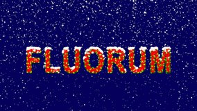 New Year text Element of periodic table FLUORUM. Snow falls. Christmas mood, looped video. Alpha channel Premultiplied - Matted with deep blue RGB(04:00:5B)