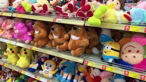 VUNG TAU, VIETNAM - NOVEMBER 7, 2017: Soft toys for kids at Lottemart supermarket. Lotte Mart is a division of the Lotte Co., Ltd. which sells food and shopping services in South Korea and Japan.