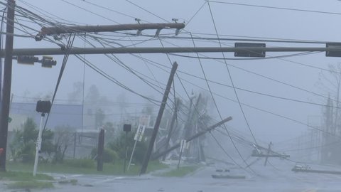 Panama City, FL/US - October 10, 2018 [Hurricane Michael making landfall in Panama City, Florida. Extreme winds, storm surge and severe aftermath 
 hurricane damage from a category 4 storm.]