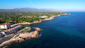 Aerial view of Ametlla de Mar, Tarragona. Catalonia,Spain. 4k Drone Video