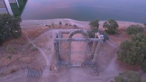 Aerial view from a Drone in Augustobriga, roman ruins in Bohonal de Ibor, Extremadura,Spain. 4k Video