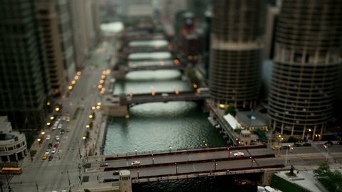 chicago river tilt shift timelapse