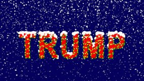 New Year text playing card TRUMP. Snow falls. Christmas mood, looped video. Alpha channel Premultiplied - Matted with deep blue RGB(04:00:5B)