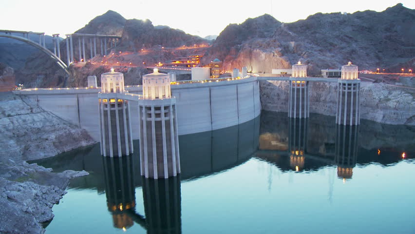 hoover dam lights sunset timelapse