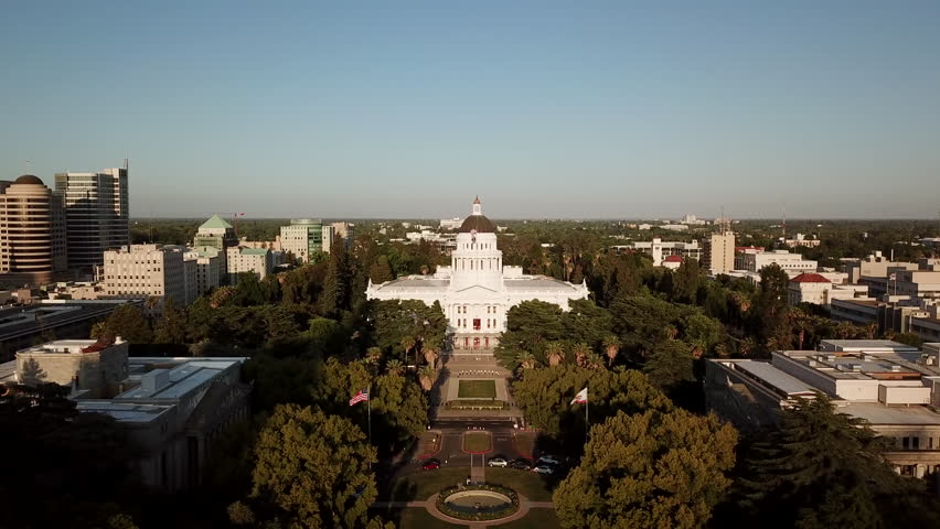 California State Capitol.Aerial view. Sacramento,California USA 4K