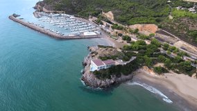 Beach of Oropesa de Mar from the air. Castellon, Spain. 4k Drone Video