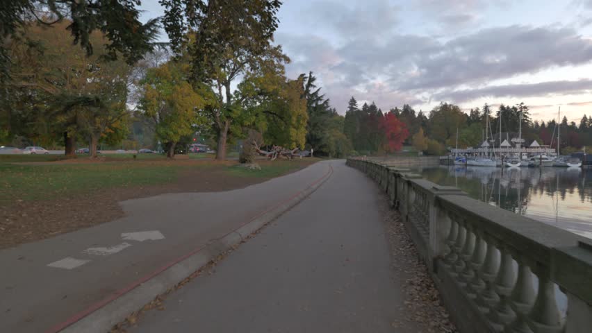 Walking on the seawall in Stanley park Vancouver Canada