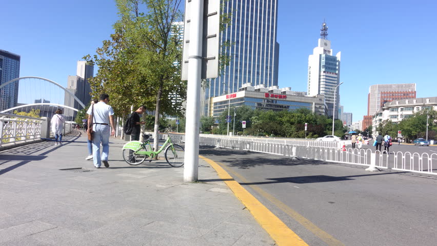 modern port city Tianjin China skyline and urban traffic in October 1, 2018